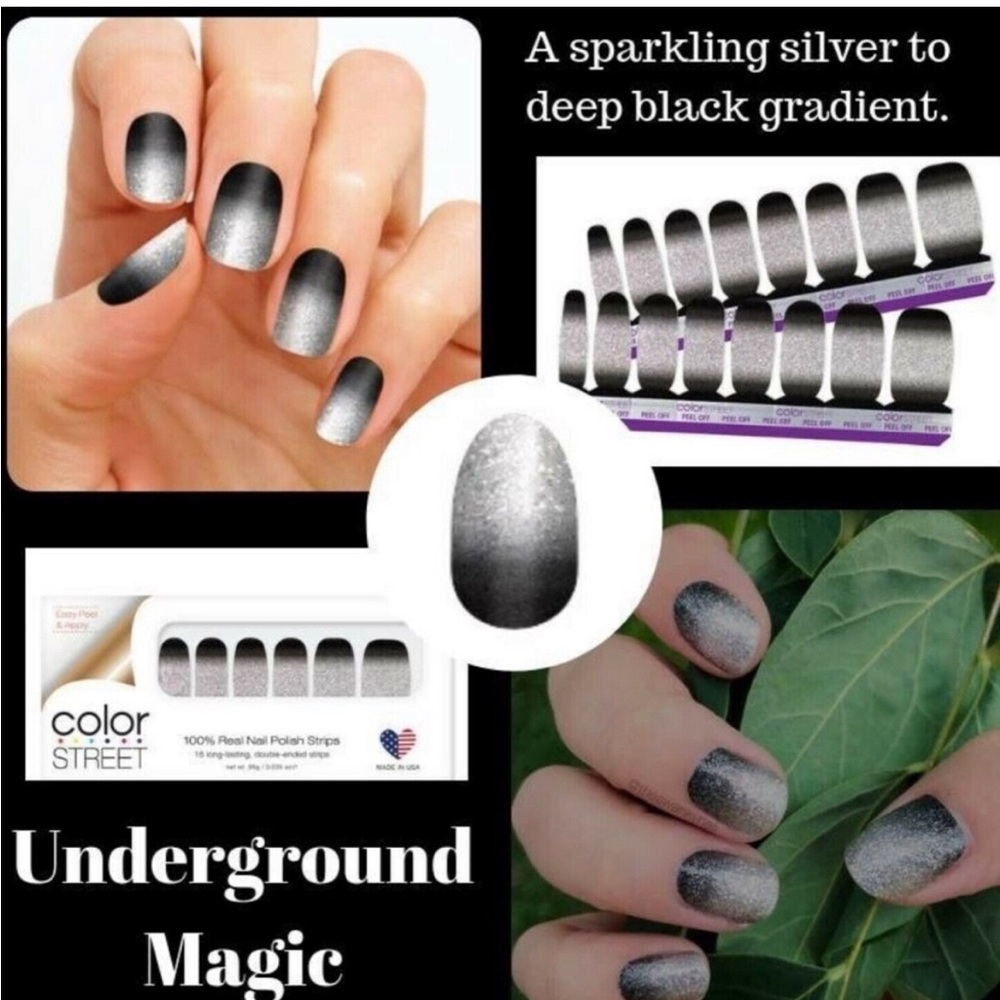 Color Street Gradient Nail Strips - Silver and Black Underground Magic